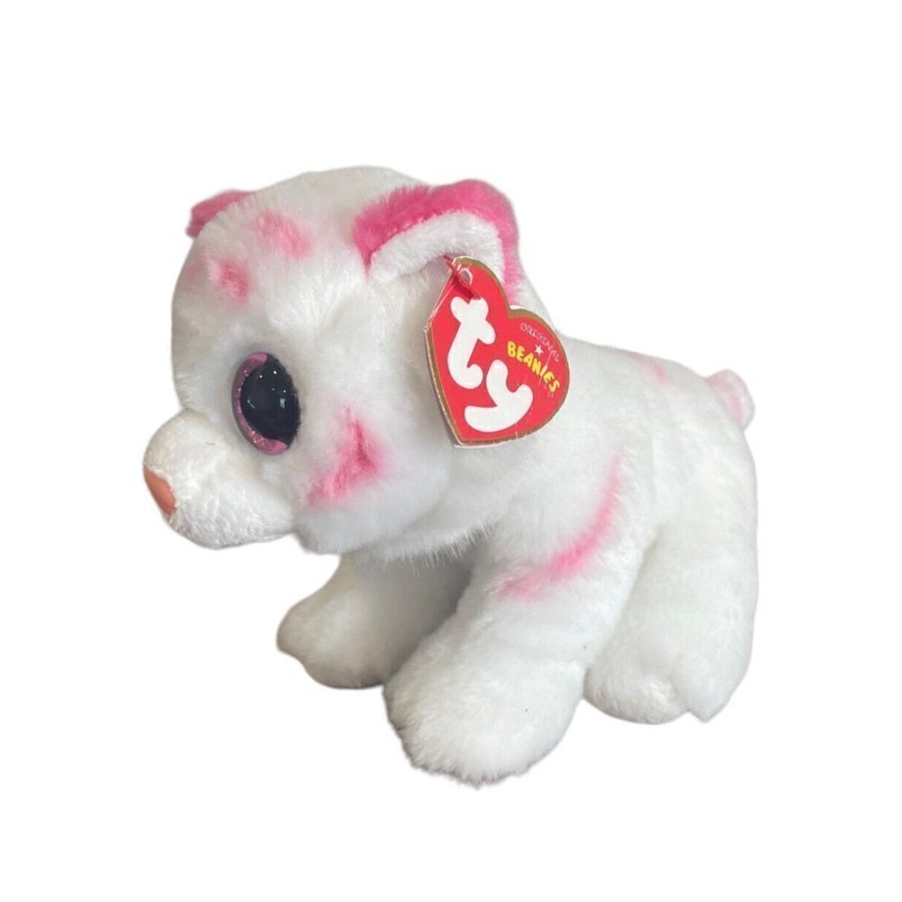 TY Beanie Boos 6" TABOR the Pink & White Tiger Plush Stuffed Animal Toy Tags